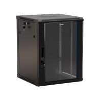 Hyperline TWB-0666-GP-RAL9004 Шкаф настенный 19-дюймовый (19"), 6U, 367x 600х 600мм, стеклянная дверь с перфорацией по бокам, ручка с замком, цвет черный (RAL 9004) (разобранный)