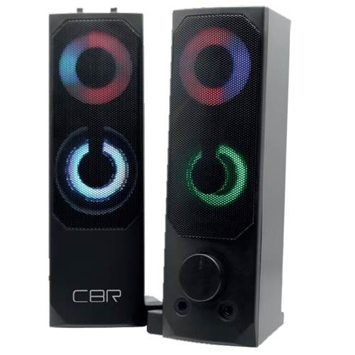 CBR CMS 514L Black, Акустическая система 2.0, питание USB, 2х3 Вт (6 Вт RMS), пластик, RGB-подсветка, конструкция-транформер, 3.5 мм лин. стереовход, регул. громк., длина кабеля 1,3 м, цвет чёрный