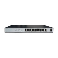 Неуправляемый PoE-коммутатор, 26x1000Base-T (24x1000Base-T PoE), 2x1000Base-X SFP, PoE-бюджет 370 Вт, комплект для установки в 19" стойку Неуправляемый PoE-коммутатор, 26x1000Base-T (24x1000Base-T PoE), 2x1000Base-X SFP, PoE-бюджет 370 Вт, комплект для установки в 19" стойку