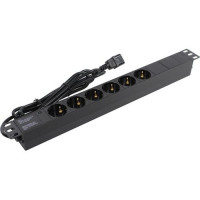 Exegate EX280829RUS Блок розеток ExeGate ServerPro PDU-19H604 Al-6S-C14-2.5, 19",1U,алюм, 6Schuko, кабель с C14 2.5м