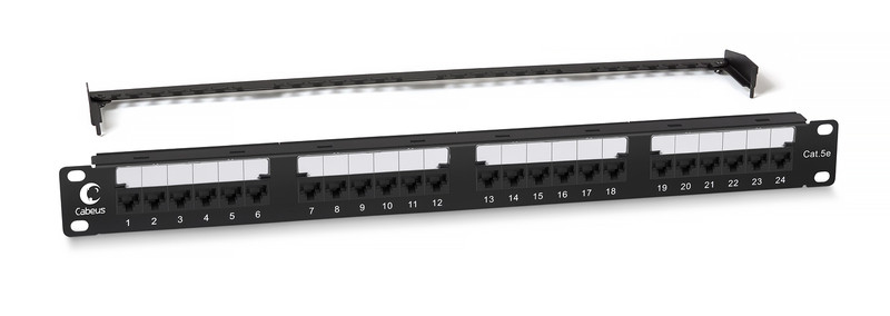 Cabeus PL2-24-Cat.5e-Dual IDC Патч-панель 19" (1U), 24 порта RJ-45, категория 5e, Dual IDC, с задним кабельным организатором, new
