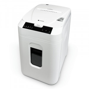 Шредер Heleos АП40-5 белый с автоподачей (секр.P-5) фрагменты 180лист. 37лтр. скрепки скобы пл.карты