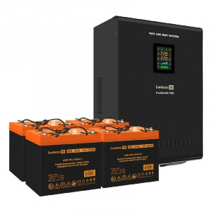 Exegate EX296685RUS Комплект ИБП EX296005RUS + батарея 55Ач EX285652RUS 4шт (инвертор, синус, для котла, настенный) FineSine SX-7000.LCD.AVR.2SH.T <7000VA/5000W, чистая синусоида, цветной LCD-дисплей,