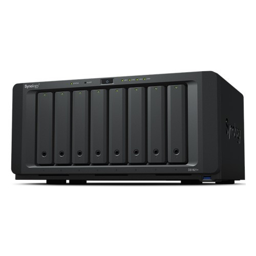 Synology DS1821+ QC2,2GhzCPU/4GbDDR4(upto32)/RAID0,1,10,5,6/upto 8hot plug HDD SATA(3,5' or 2,5')(upto18 with 2xDX517)+ 2 M2 slots/ 4xUSB3.2/2eSATA/4GigE(+1Expslot)/iSCSI/2xIPcam(upto40)