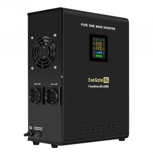 Exegate EX296002RUS ИБП (инвертор, синус, для котла) настенный ExeGate FineSine SX-2500.LCD.AVR.2SH <2500VA/1800W, чистая синусоида, цветной LCD-дисплей, AVR, 2*Schuko, линейно-интерактивный, внешняя 