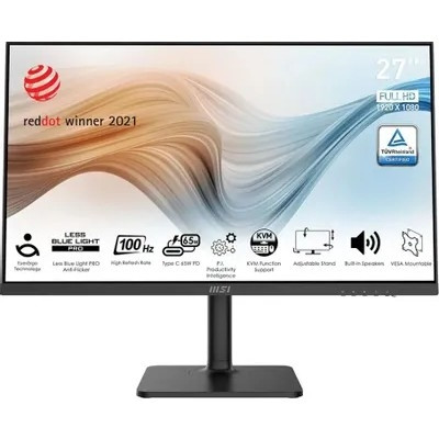 MSI Modern 27" MD272XP черный {IPS 1920x1080 100Hz 4ms 178/178 300cd 8bit(6bit+FRC) HDMI1.4 DisplayPort1.2 USB-C(65W) 2xUSB 2x3W HAS Pivot VESA} [9S6-3PB19H-232]