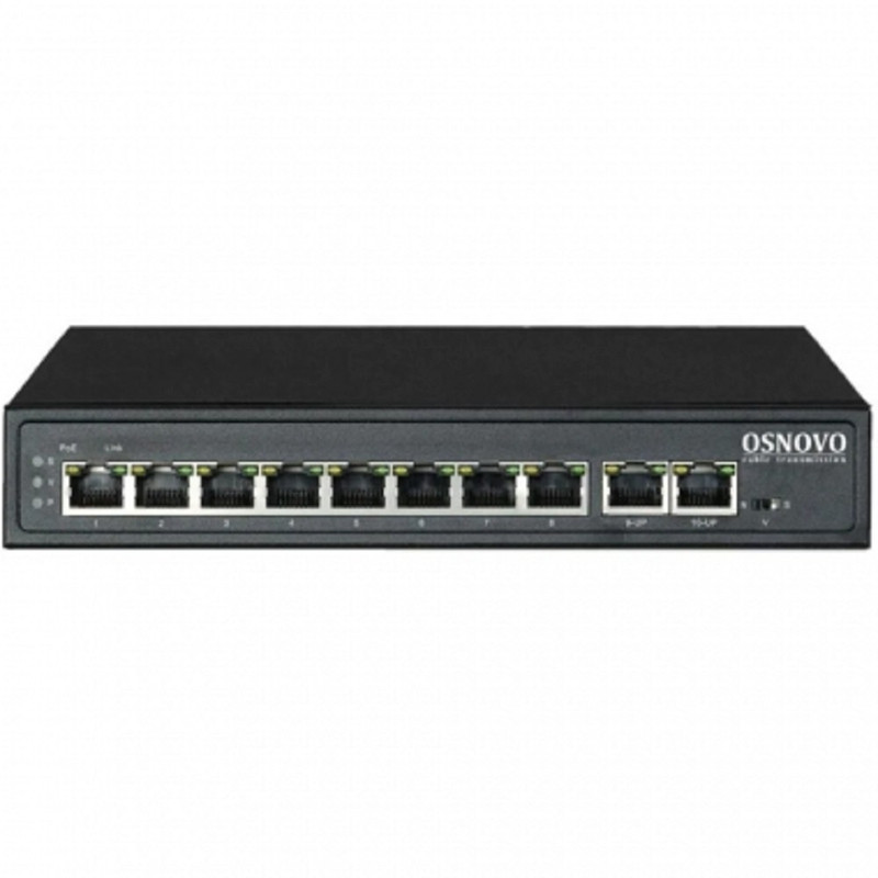 Коммутатор PoE OSNOVO SW-21000(120W) на 10 RJ45 портов, 8 x FE (10/100 Base-T) с поддержкой PoE (IEEE 802.3af/at), 2 x FE (10/100 Base-T). Соответству