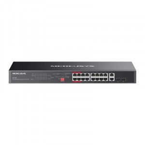 Mercusys MS120GP 20-портовый гигабитный монтируемый в стойку коммутатор с 16 портами PoE+