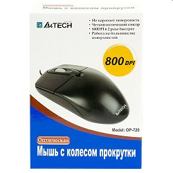 A4Tech OP-720 (черный) USB, пров. опт. мышь, 2кн, 1кл-кн