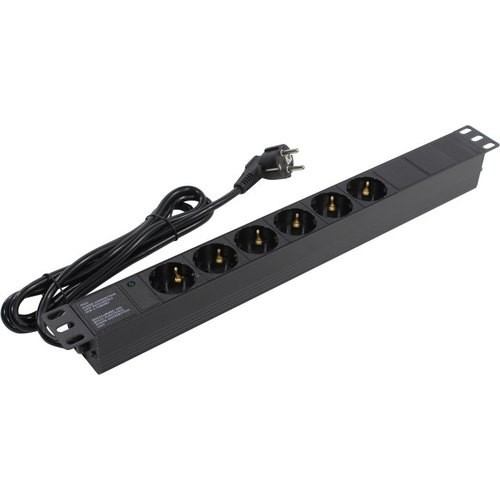 Exegate EX280827RUS Блок розеток ExeGate ServerPro PDU-19H602 Al-6S-EU2, 19",1U,алюм, 6Schuko, евровилка, 2м