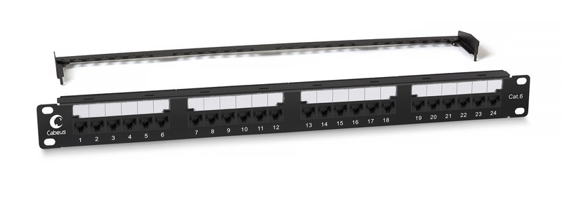 Cabeus PL2-24-Cat.6-Dual IDC Патч-панель 19" (1U), 24 порта RJ-45, категория 6, Dual IDC, с задним кабельным организатором, new