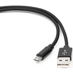 Gembird Кабель USB 2.0 Cablexpert CC-mUSB2bk1m, AM/microBM 5P, 1м, нейлоновая оплетка, алюминиевые разъемы, черный, пакет