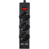 Perfeo сетевой фильтр "POWER-S", 3,0м, 3 розетки 10А, 2USB, 2500 Вт, двойная защита, черный. Perfeo сетевой фильтр "POWER-S", 3,0м, 3 розетки 10А, 2USB, 2500 Вт, двойная защита, черный.