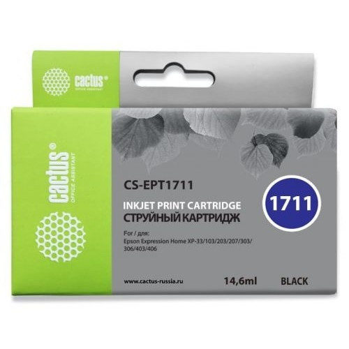 Картридж струйный Cactus CS-EPT1711 черный для Epson XP-33/103/203/207/303/306/403/406 (14.6мл)