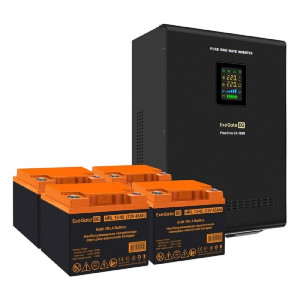 Exegate EX296683RUS Комплект ИБП EX296005RUS + батарея 45Ач EX285666RUS 4шт (инвертор, синус, для котла, настенный) FineSine SX-7000.LCD.AVR.2SH.T <7000VA/5000W, чистая синусоида, цветной LCD-дисплей,