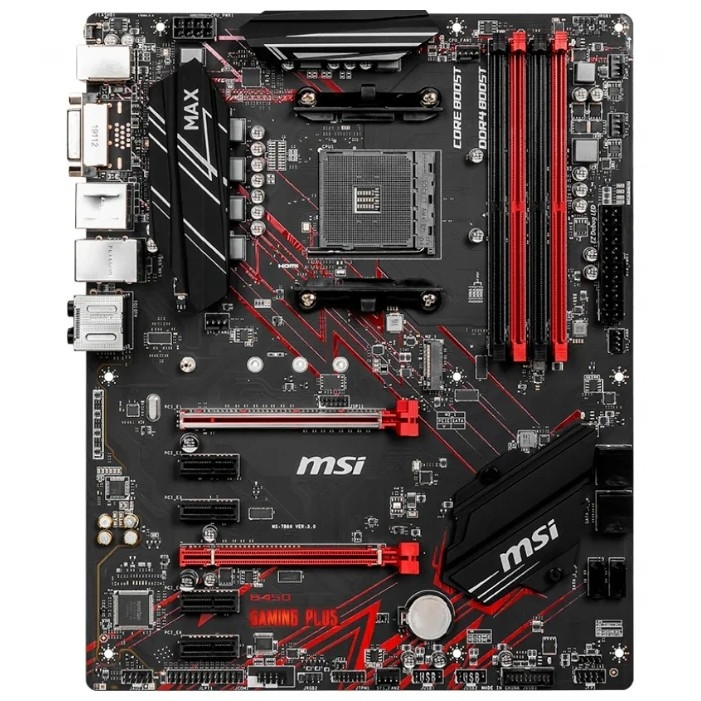 Материнская плата MSI B450 GAMING PLUS MAX Soc-AM4 AMD B450 4xDDR4 ATX AC`97 8ch(7.1) GbLAN RAID+DVI+HDMI