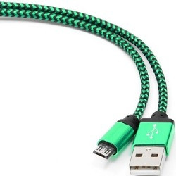 Gembird Кабель USB 2.0 Cablexpert CC-mUSB2gn1m, AM/microBM 5P, 1м, нейлоновая оплетка, алюминиевые разъемы, зеленый, пакет