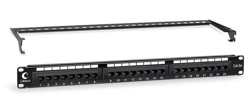 Cabeus PL-24-Cat.6-Dual-IDC-ext. Патч-панель 19" (1U), 24 порта RJ-45, категория 6, Dual IDC, с задним кабельным организатором