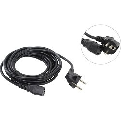 VCOM CE021-CU0.75-3M Кабель компьютер-розетка 220V (EURO) <VDE> 3G0,75mm2 VCOM {CE021-CU} 3 метра