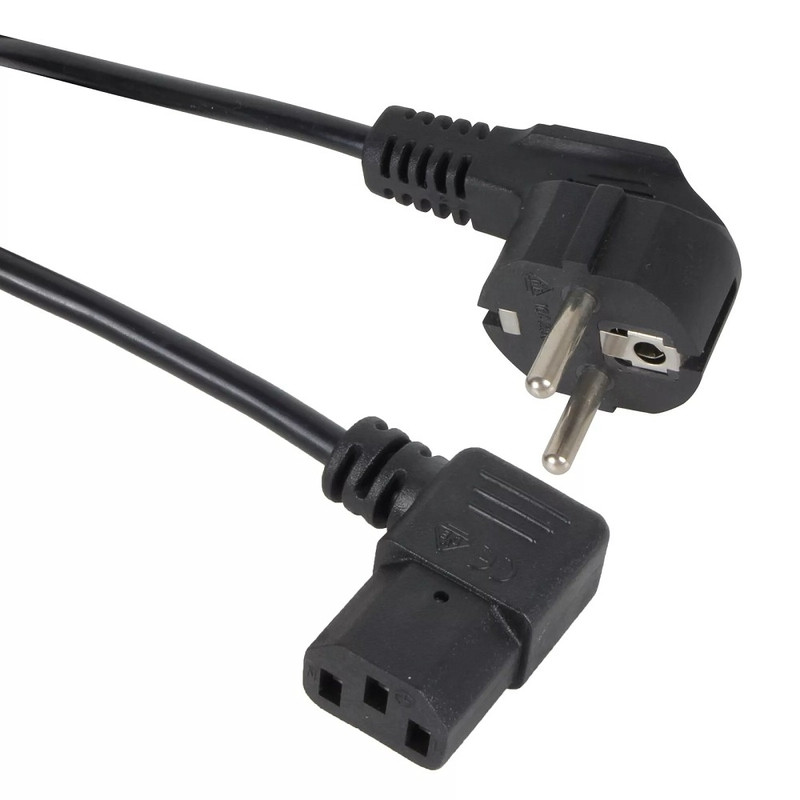 VCOM CE021R-CU0.5-1.8M Кабель комп - розетка 220V EU (угол-угол)<VDE> 3GX0,5mm2, 1,8m, медь, 