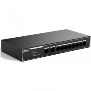 DAHUA DH-SG1010LP 10-портовый гигабитный неуправляемый коммутатор c PoE, 8xRJ45 1Gb PoE, 2xRJ45 1Gb uplink, суммарно 65Вт, коммутация 20 Гбит/с, MAC-таблица 2K, металл DAHUA DH-SG1010LP 10-портовый гигабитный неуправляемый коммутатор c PoE, 8xRJ45 1Gb PoE, 2xRJ45 1Gb uplink, суммарно 65Вт, коммутация 20 Гбит/с, MAC-таблица 2K, металл