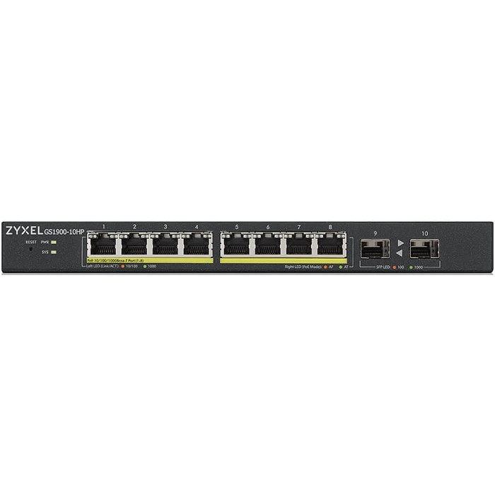 ZYXEL GS1900-10HP-EU0102F 8G 2SFP 8PoE+ 77W Коммутатор управляемый