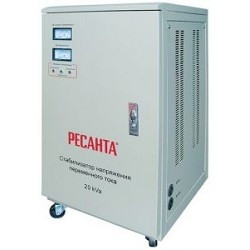 Ресанта АСН-20 000/1-ЭМ 63/3/2 Стабилизатор {220В±2%, Габ. 430х390х750, Вес 70 кг, колеса}