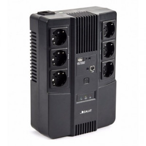 ИБП Бастион SKAT-UPS 800 AI black (линейно-интерактивный, 800VA, 480W, 3+3xEURO, RJ-11/RJ-45, USB-A, USB-B) (SKAT-UPS 800 AI)