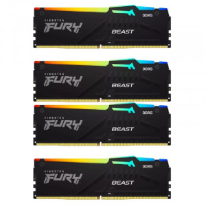 Память оперативная/ Kingston 128GB 5200MT/s DDR5 CL40 DIMM (Kit of 4) FURY Beast RGB XMP