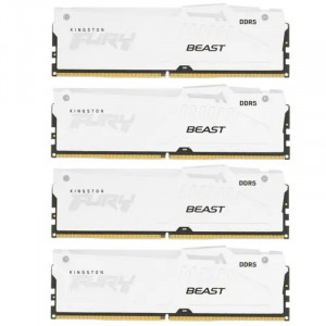 Память оперативная/ Kingston 64GB 6000MT/s DDR5 CL40 DIMM (Kit of 4) FURY Beast White RGB XMP