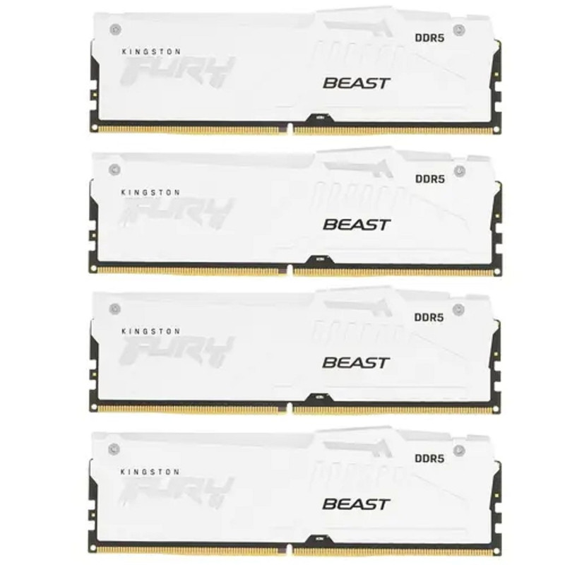 Память оперативная/ Kingston 64GB 6000MT/s DDR5 CL40 DIMM (Kit of 4) FURY Beast White RGB XMP