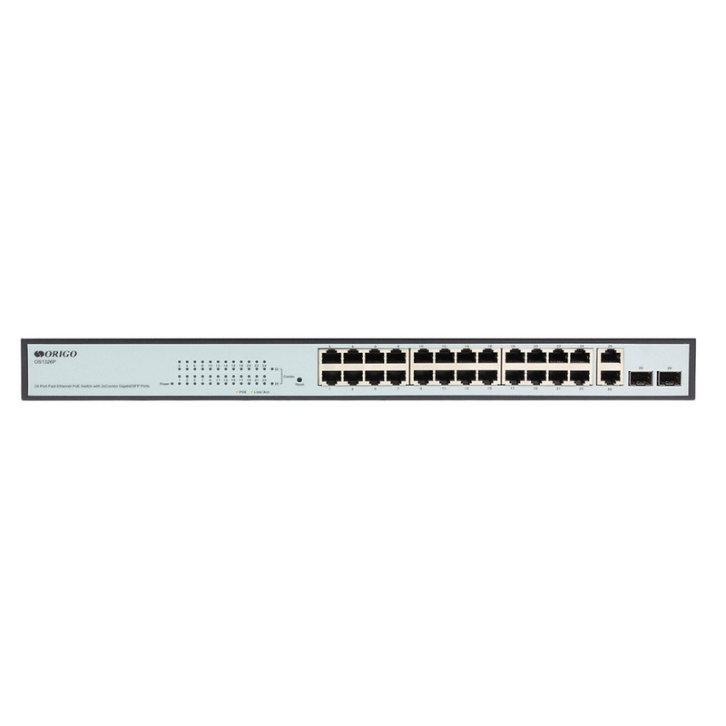 ORIGO OS1326P/280W/A2A Настраиваемый L2 PoE-коммутатор 24x100Base-TX PoE+, 2xCombo 1000Base-T/SFP, PoE-бюджет 280 Вт ORIGO OS1326P/280W/A2A Настраиваемый L2 PoE-коммутатор 24x100Base-TX PoE+, 2xCombo 1000Base-T/SFP, PoE-бюджет 280 Вт