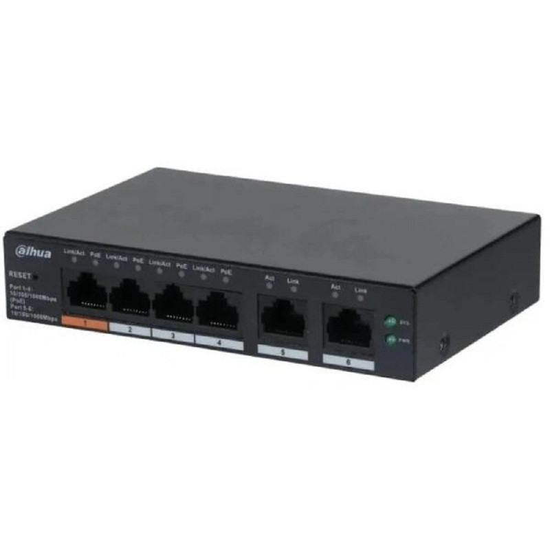 DAHUA DH-CS4009-8ET1GT-60 8-портовый PoE коммутатор облачный 8 RJ45 10/100Мбит/с (PoE/PoE+/Hi-PoE), 1 RJ45 10/100/1000Мбит/с (uplink); 60Вт