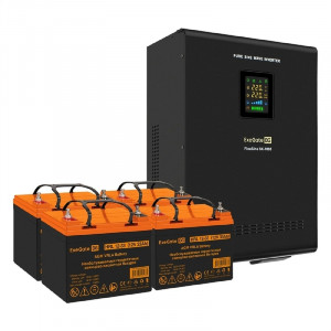 Exegate EX296680RUS Комплект ИБП EX296005RUS + батарея 33Ач EX285664RUS 4шт (инвертор, синус, для котла, настенный) FineSine SX-7000.LCD.AVR.2SH.T <7000VA/5000W, чистая синусоида, цветной LCD-дисплей,