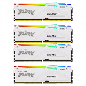 Память оперативная/ Kingston 128GB 5200MT/s DDR5 CL40 DIMM (Kit of 4) FURY Beast White RGB XMP