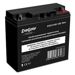 EXEGATE EP234540RUS Аккумуляторная батарея  Exegate Power EXG12180, 12В 18Ач, клеммы под болт M5