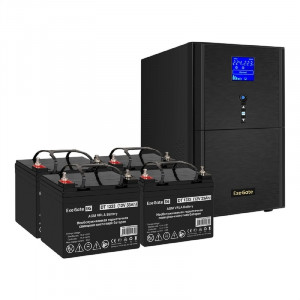 Exegate EX296860RUS Комплект ИБП EX295990RUS + батарея 33Ач EX282974RUS 4шт (инвертор, синус, для котла) SineTower SZ-3000.LCD.AVR.3SH.1C13.RJ.USB <3000VA/2400W, чистый синусоида, LCD дисплей, AVR, 3*