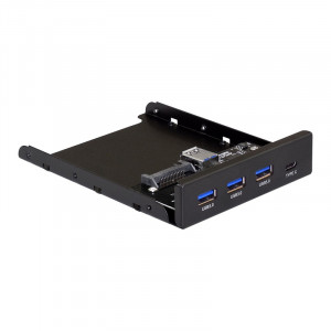 Exegate EX283579RUS Планка USB на переднюю панель ExeGate U3H-623, 3,5", 3*USB3.0+1*TypeC, черная, металл, подсоединение к мат. плате