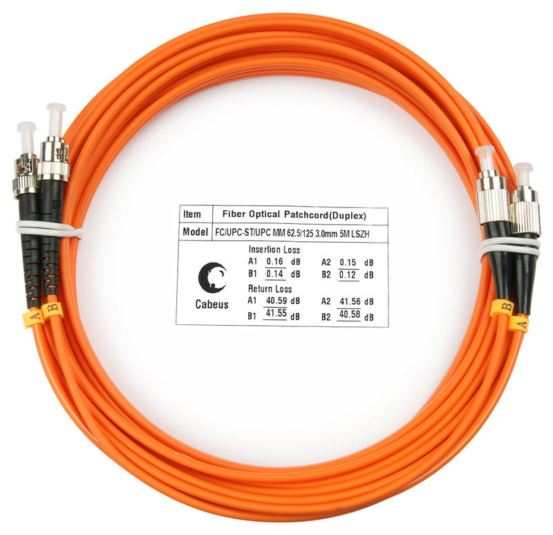 Cabeus FOP-62-FC-ST-15m Шнур оптический duplex FC-ST 62,5/125 mm 15м LSZH