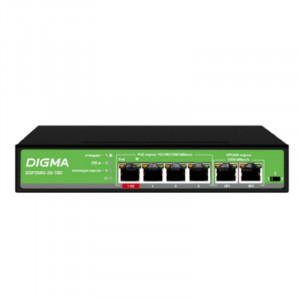Digma DSP204G-2G-T80 Коммутатор (L2) 6х1Гбит/с 4PoE 4PoE+ 1PoE++ 80W неуправляемый