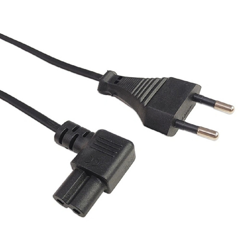 Кабель питания Filum FL-PC2.5-EU-C7A-3M CEE 7/16 - С7 угловая, 2х0.5, 220В, 2.5A, чёрный, 3м (1115459)