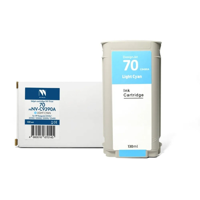 Струйный картридж NVP 70 (NV-C9390A) Light Cyan для HP DesignJet Z2100/Z3100/Z3200/Z5200/Z5400 (130 мл) совместимый