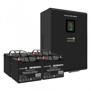 Exegate EX296679RUS Комплект ИБП EX296005RUS + батарея 33Ач EX282974RUS 4шт (инвертор, синус, для котла, настенный) FineSine SX-7000.LCD.AVR.2SH.T <7000VA/5000W, чистая синусоида, цветной LCD-дисплей,