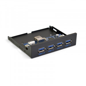 Exegate EX283580RUS Планка USB на переднюю панель ExeGate U3H-625, 3,5", 4*USB3.0, черная, металл, подсоединение к мат. плате