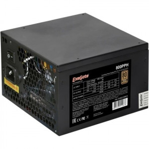 Exegate EX282156RUS-S Блок питания 800W ExeGate 80 PLUS® Bronze 800PPH (ATX, APFC, SC, КПД 89% (80 PLUS Bronze), 12cm fan, 24pin, 2x(4+4)pin, 4xPCI-E, 8xSATA, 4xIDE, RTL (color box), black, кабель 220