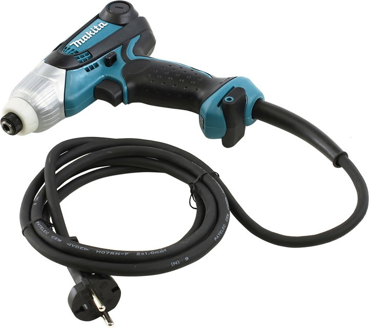 Makita TD0101F Шуруповерт ударный [TD0101F] {230Вт,0-3200у\м,6-ти гран 6.35,100Нм,0.99кг,кор,M4-M14,бита Philips,подсветка}