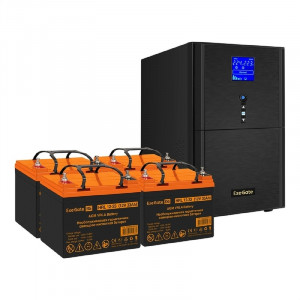 Exegate EX296861RUS Комплект ИБП EX295990RUS + батарея 33Ач EX285664RUS 4шт (инвертор, синус, для котла) SineTower SZ-3000.LCD.AVR.3SH.1C13.RJ.USB <3000VA/2400W, чистый синусоида, LCD дисплей, AVR, 3*