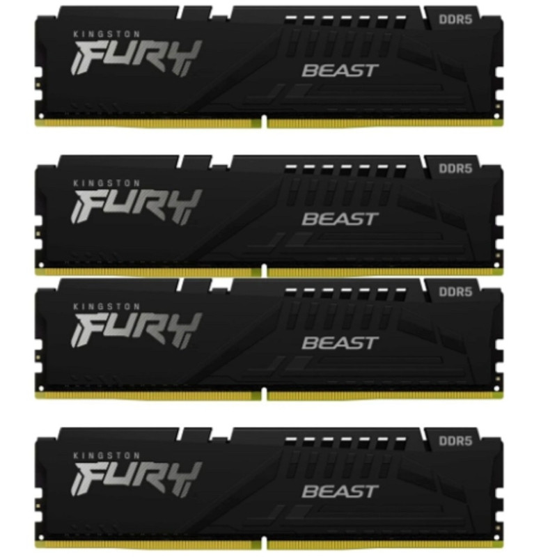 Память оперативная/ Kingston 128GB 5600MT/s DDR5 CL40 DIMM (Kit of 4) FURY Beast Black XMP