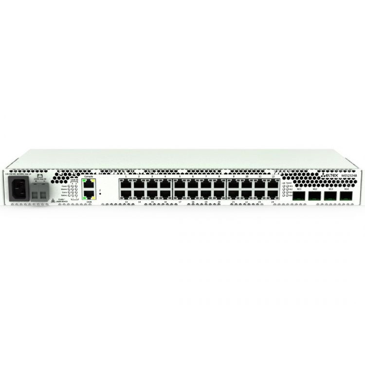 ELTEX MES2324P Ethernet-коммутатор 24 порта 10/100/1000 Base-T (PoE/PoE+), 4 порта 10GBase-R (SFP+)/1000Base-X (SFP), L3, 220V AC ELTEX MES2324P Ethernet-коммутатор 24 порта 10/100/1000 Base-T (PoE/PoE+), 4 порта 10GBase-R (SFP+)/1000Base-X (SFP), L3, 220V AC