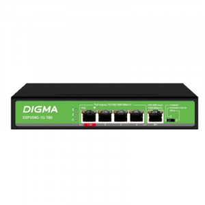 Digma DSP204G-1G-T80 Коммутатор (L2) 5х1Гбит/с 4PoE 4PoE+ 1PoE++ 80W неуправляемый